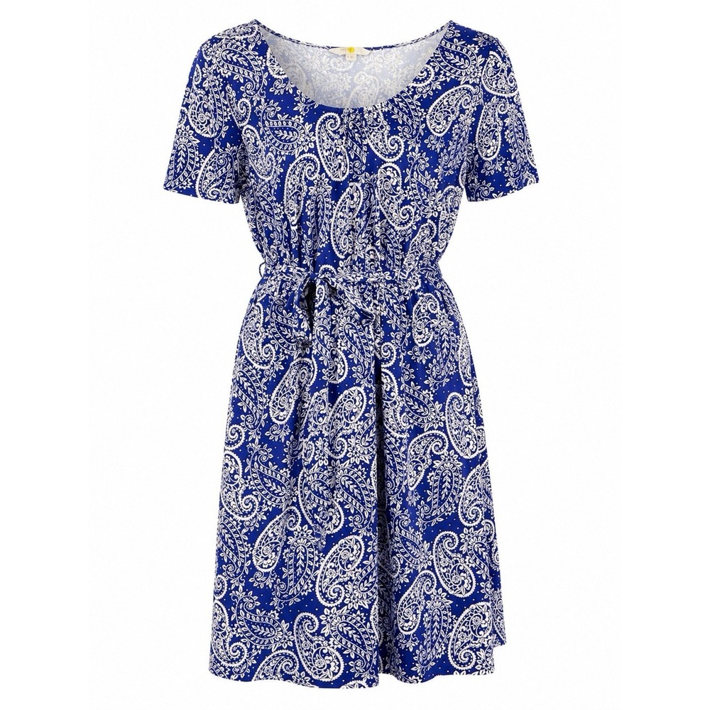 Boden Midi‎ Dress US 10 Paisley Belted Cottagecore Coastal Chic Cotton Preppy